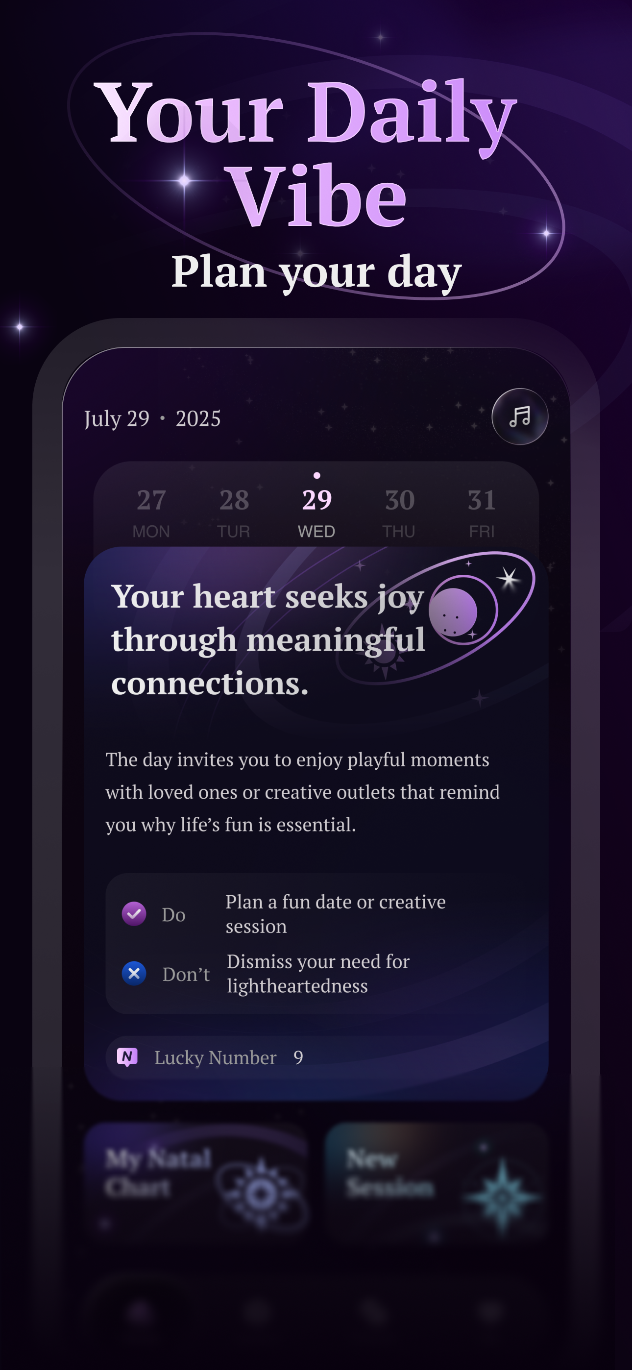 CAZIMI app screenshot – Today's Focus